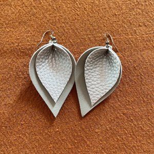 Metallic Silver Leaf Earrings